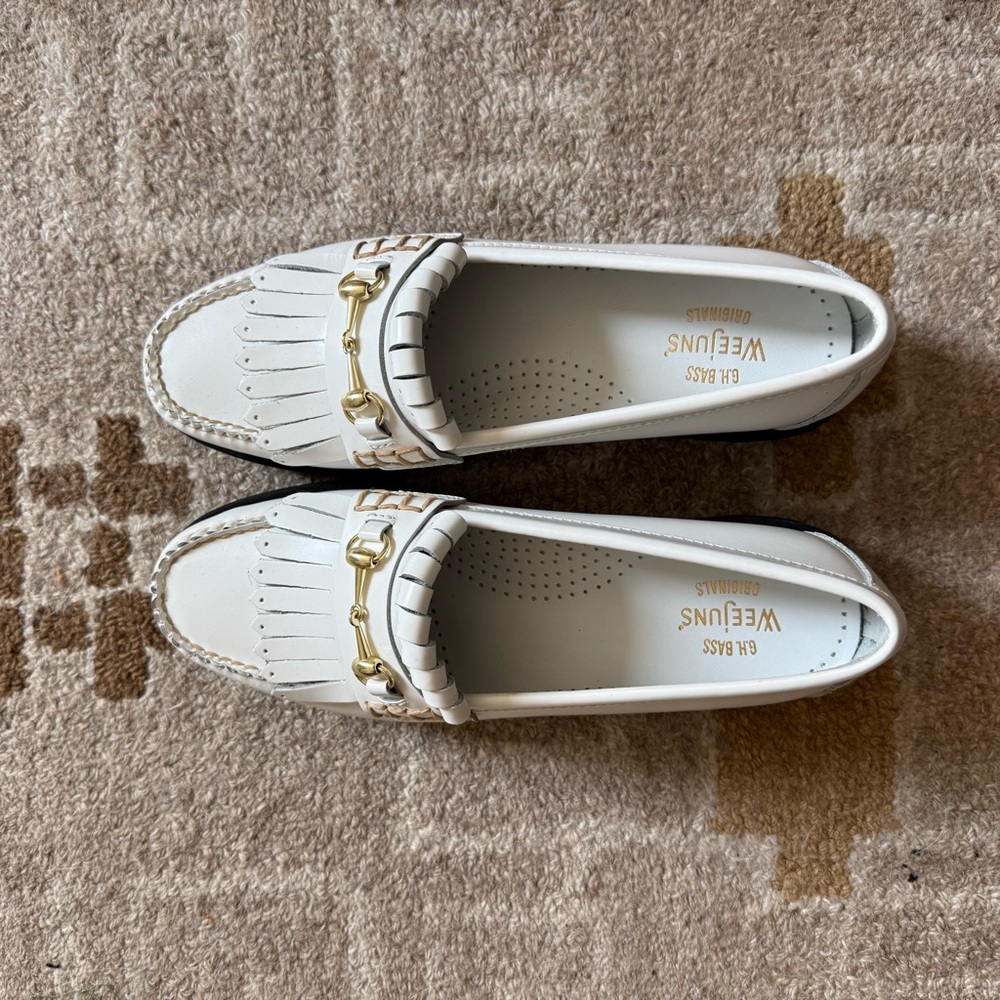 G.H. Bass Weejuns Lianna Bit Lug Loafer White Size 7.5 - Picture 2 of 8